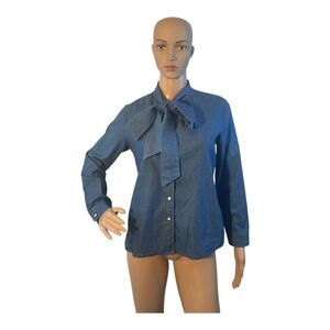 Compania Fantastica Women’s Blue Jean  Long  Sleeve Button Down Shirt Size M